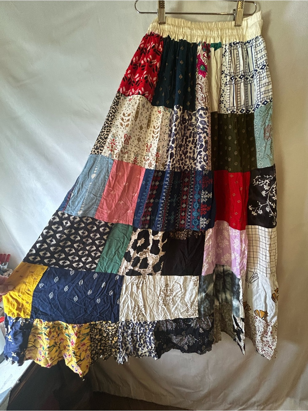 Bohemian Patchwork Maxi Skirt Boho Prairie Peasant Festival Size S/M